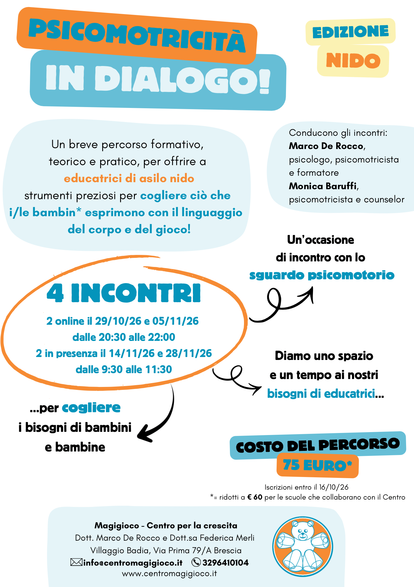 “Psicomotricità in Dialogo!” Percorso di formazione per educatrici di nido – dal 29/10/26